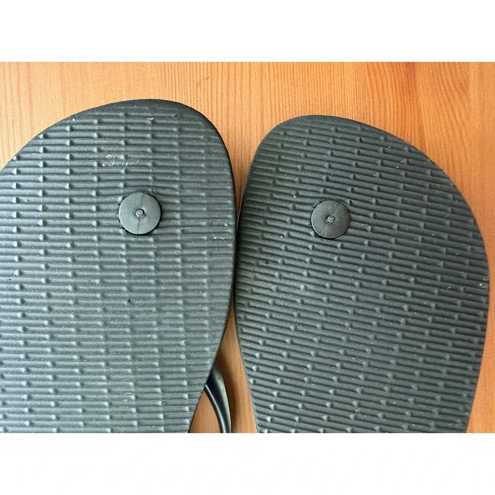 Havaianas Brasil Logo Black Flip Flops Sandals Mens 7/8 Womens 9/10